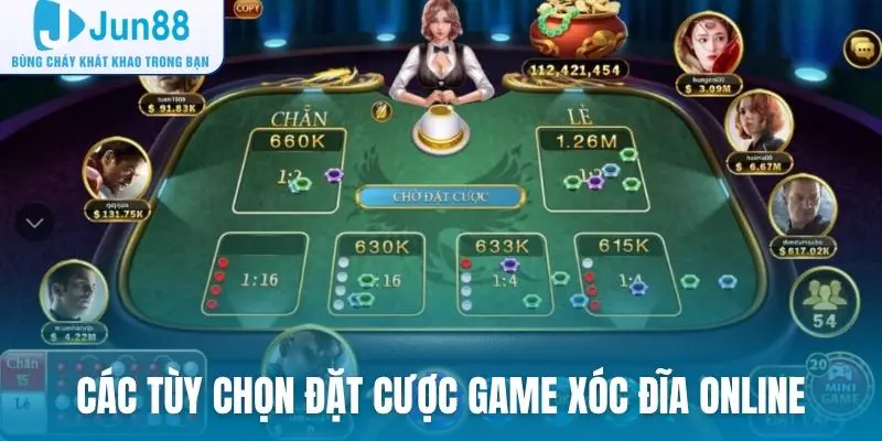 Các tùy chọn đặt cược, tỷ lệ có thể thay đổi theo từng game xóc đĩa online