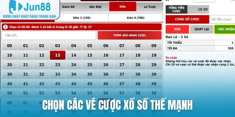 Chọn các vé cược xổ số thế mạnh