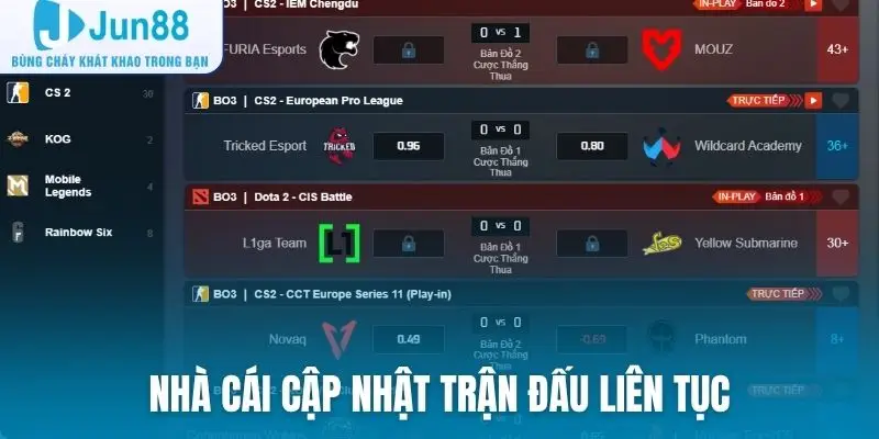 Nhà cái cập nhật trận đấu liên tục