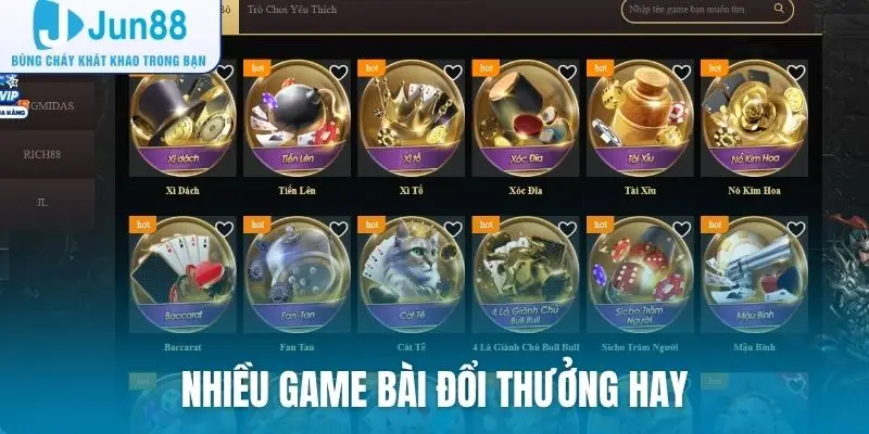 Nhiều game bài đổi thưởng hay
