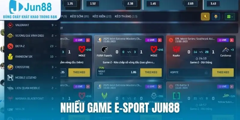 Nhiều game E-Sport Jun88