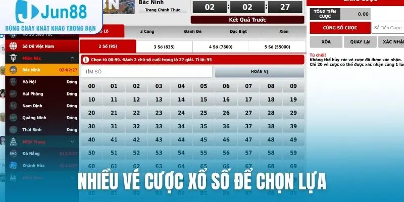 Nhiều vé cược xổ số để chọn lựa