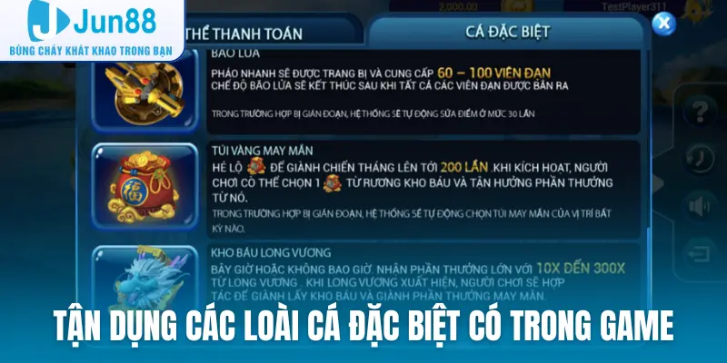 Tận dụng các loài cá đặc biệt có trong game